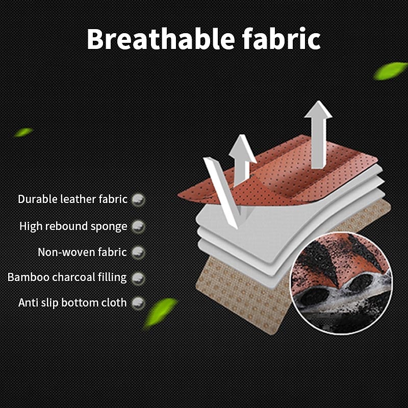 Car Seat Cushion Cover Universal 5D Bamboo Charcoal Leather, Breathable Waterproof All-Inclusive Auto Seat Protector4