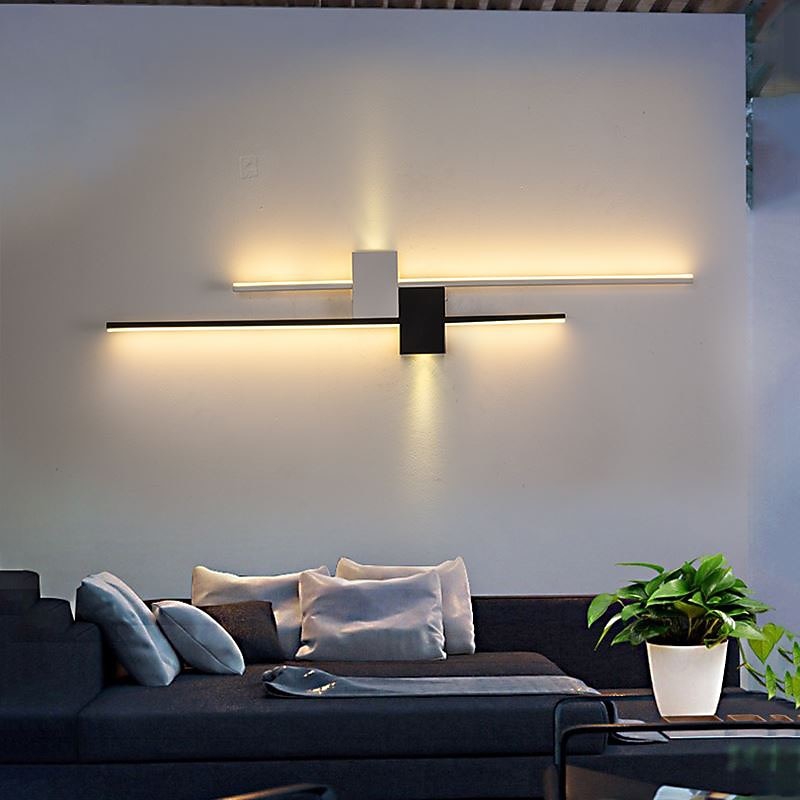 Outdoor LED Wall Lamp Curved Design Waterproof 80cm Modern Indoor Double-Head Wall Light Up Down Lighting for Bedroom Warm Light 1PCS4