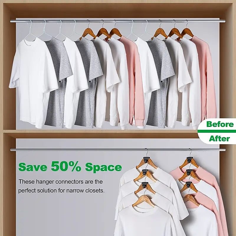 12pcs Space-Saving Closet Organizers & Storage Shelves - Triple Your Closet Space with As Seen On TV Hanger Connectors!3