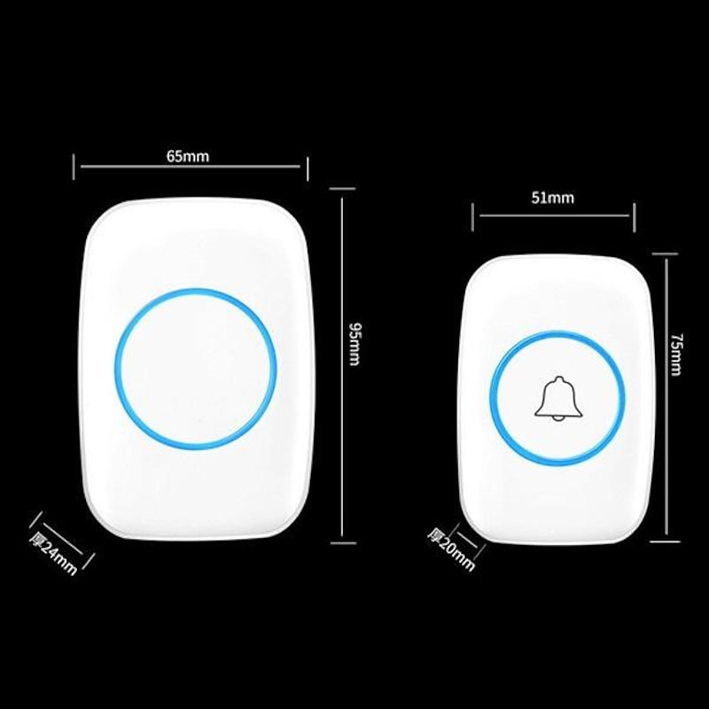 Wireless Doorbell kitPlug-in Receiverelderly pagerWaterproof Push Button with 1000 feet Operating Range 5 Volume Levels60 ChimesLED flash&CD Sound For Home/Office/Classroom Use4