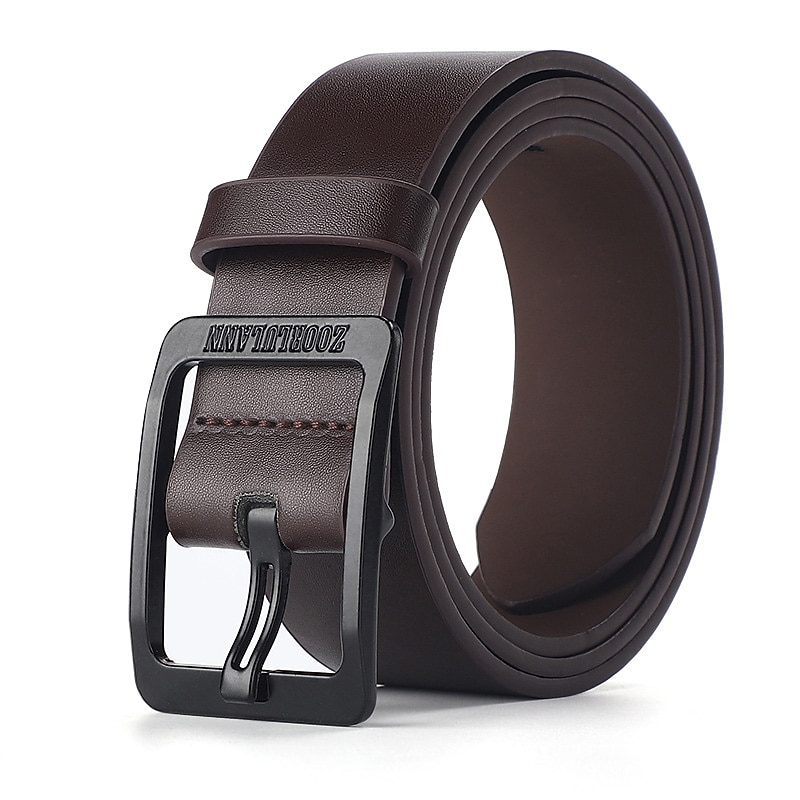 Men's Faux Leather Belt Frame Buckle Black Coffee Alloy Retro Traditional Plain Daily Wear Going out Weekend3