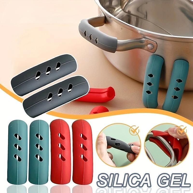 2PCS Silicone Pot Cover, Heat Insulation Pot Ear Clip, Anti Slip, Handle Bracket For Pans Plates, Cooking Tools, Kitchen Accessories