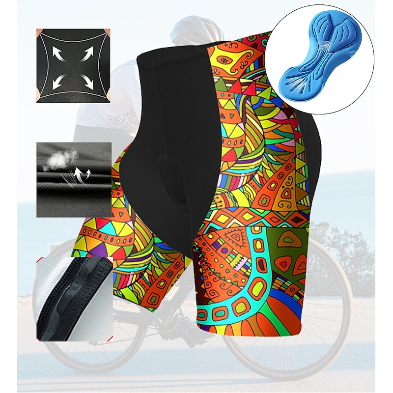 Men's Cycling Shorts Graphic Funny Bike Padded Shorts / Chamois Bottoms with 3 Rear Pockets Mountain Bike MTB Road Bike Cycling 3D Pad Quick Dry Moisture Wicking Breathable Sports Violet Yellow Blue2