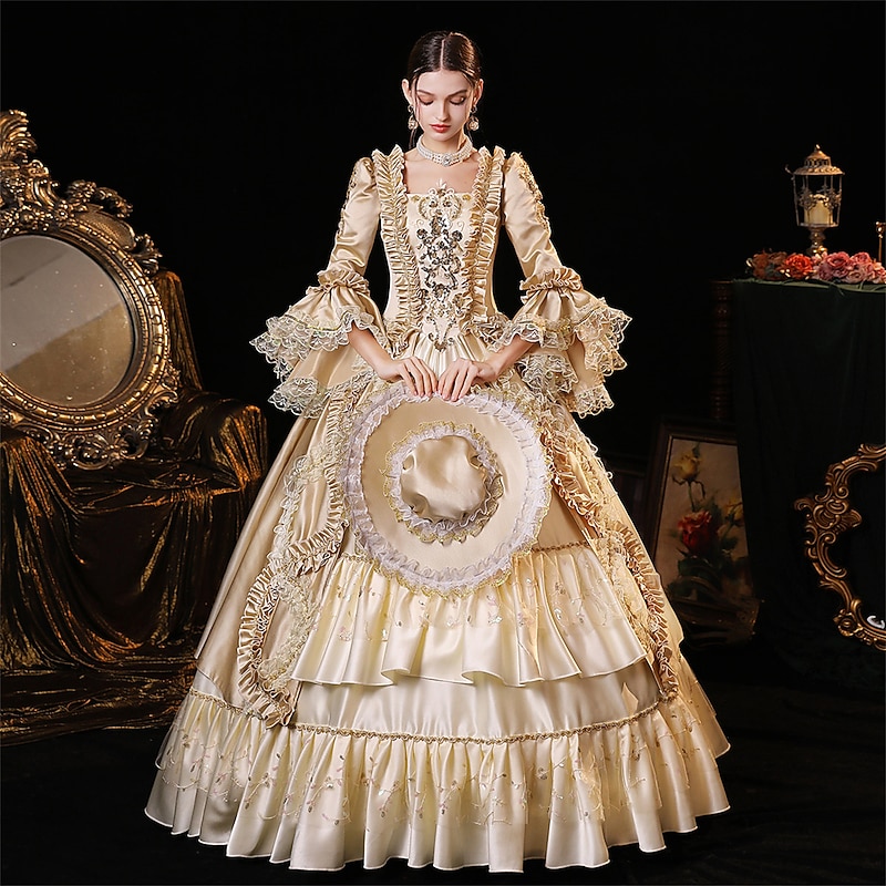 Sweet Lolita Gothic Rococo Dress Party Costume Prom Dress Princess Shakespeare Gentlewoman Solid Color Ball Gown Fancy Dress Women's Halloween Carnival Valentine's Day Performance Wedding Evening