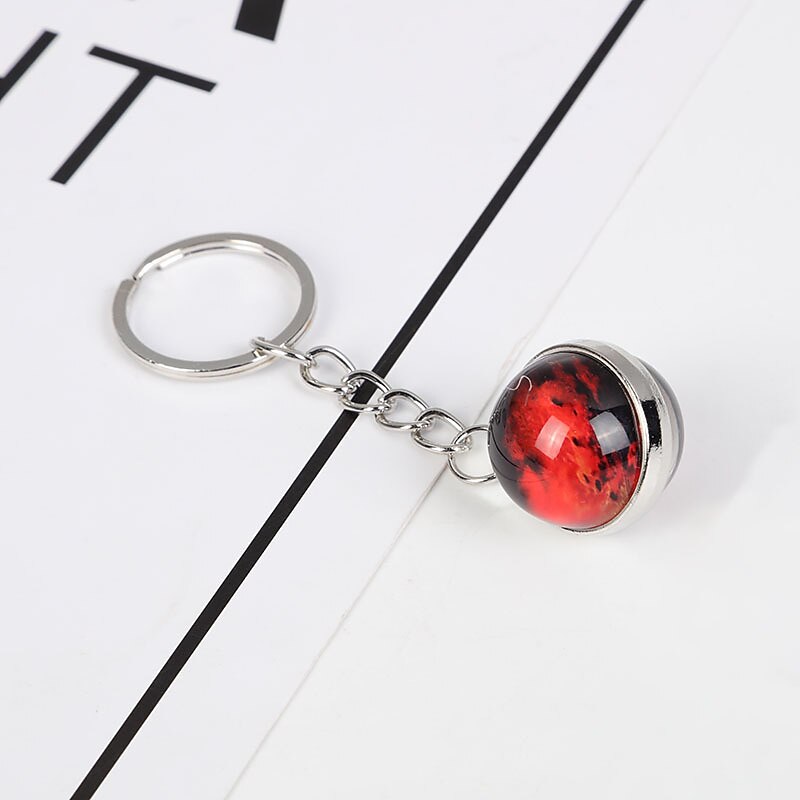 Moon Keychain Solar System Planet Keyrings Galaxy Nebula Space Keychain Earth Sun Mars Jupiter Saturn Picture Double Side Glass Ball Key Chain3