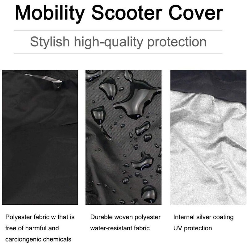 Mobility Scooter Storage Cover Waterproof, Wheelchair Storage Cover for Travel 3&4 Wheels Electric Scooter 190T Polyester Taffeta Protector from Dust Rain Sun3