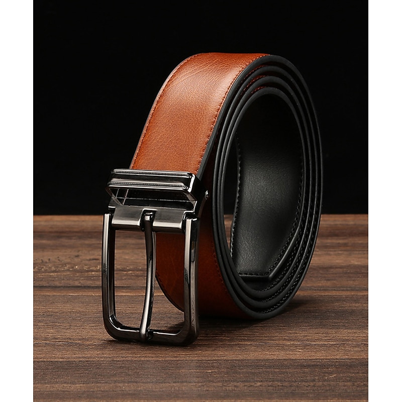 Men's Dress Belt Leather Belt Ratchet Belt Casual Belt Black 1# Black 2# Cowhide Stylish Casual Gentleman Plain Daily Wear Going out Weekend4