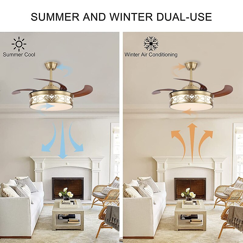 Ceiling Fan with Light Circle Design App & Remote Control Crystal 50cm Dimmable 6 Wind Speeds Modern Ceiling Fan for Bedroom, Living Room, Small Room 110-240V2