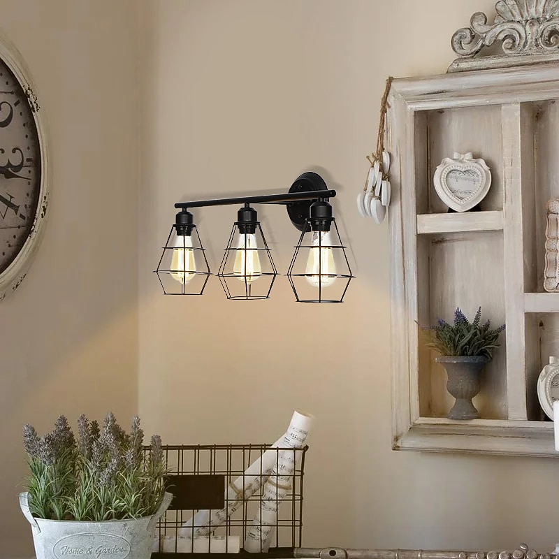 Modern Iron Art Three End Cafe Bar Corridor Exit Nostalgic Decoration Personalized Wall Lamp4