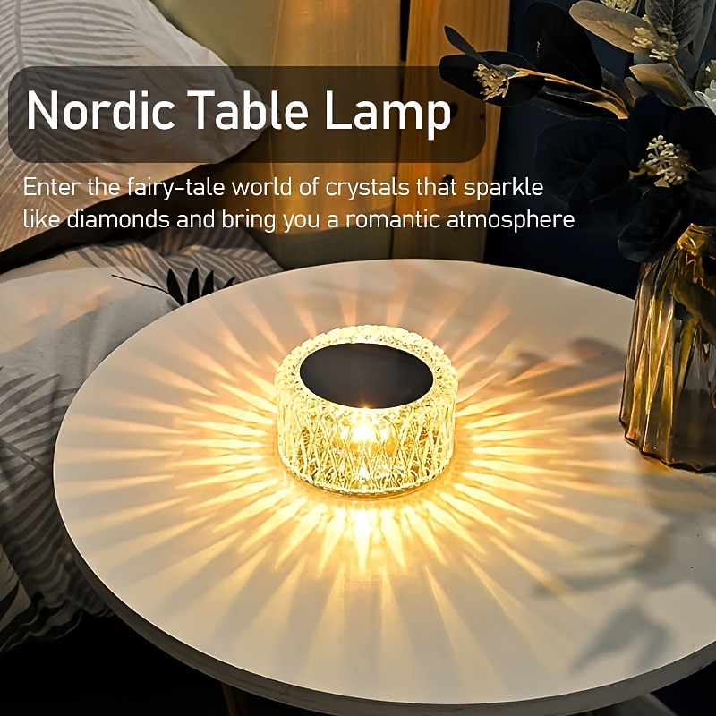 Bird's Nest Crystal Table Lamp Night Light Ambient Light 16 Color RGB Dimmable Touch Remote Control Light 1200mAh Rechargeable Decor Desk Lamp Acrylic Modern Style Romantic Bedside Lamp2