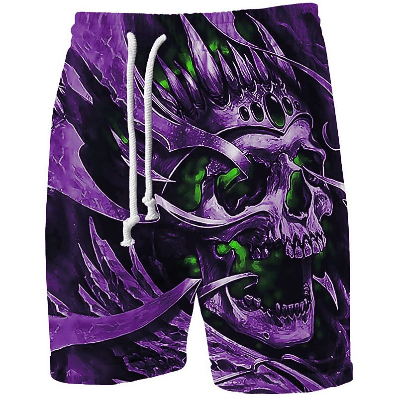 Men's Graphic Skull Halloween Costumes Sweat Shorts Beach Shorts Terry Shorts Mid Waist Sports Designer Athleisure Casual Daily Holiday Drawstring Elastic Waist 3D Print Designer Clothing Apparel4