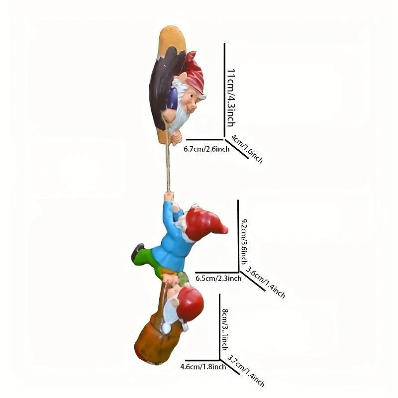 Gnome Garden Decor, 1pc Garden Gnome Statue, Climbing Gnomes Fairy Tree Hugger Garden Art Outdoor For Four Seasons Decor, Resin Crafts Ornaments For Patio, Lawn, Yard Art Decoration4