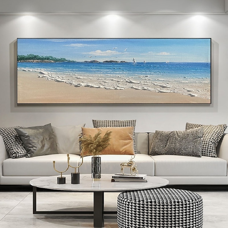 Beach Handmade Oil Painting Wall Art Modern Abstract Ocean Landscape Home Decoration Decor Rolled Canvas No Frame Unstretched4