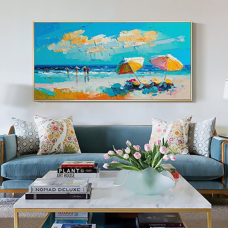 Handmade Hand Painted Oil Painting Wall Art Original Sunshine Ocean Oil Painting On Canvas Extra Large Wall Art Abstract White Waves Painting Boho Wall Decor Decor Rolled Canvas No Frame Unstretched2