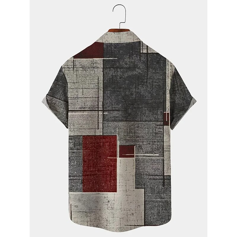 Men's Plaid / Check Geometric Pattern Vintage Shirt Button Up Shirt Short Sleeve Fashion Designer Casual Vacation Daily Going out Spring & Summer Turndown Print Blue-Green Yellow Blue Purple Green 10