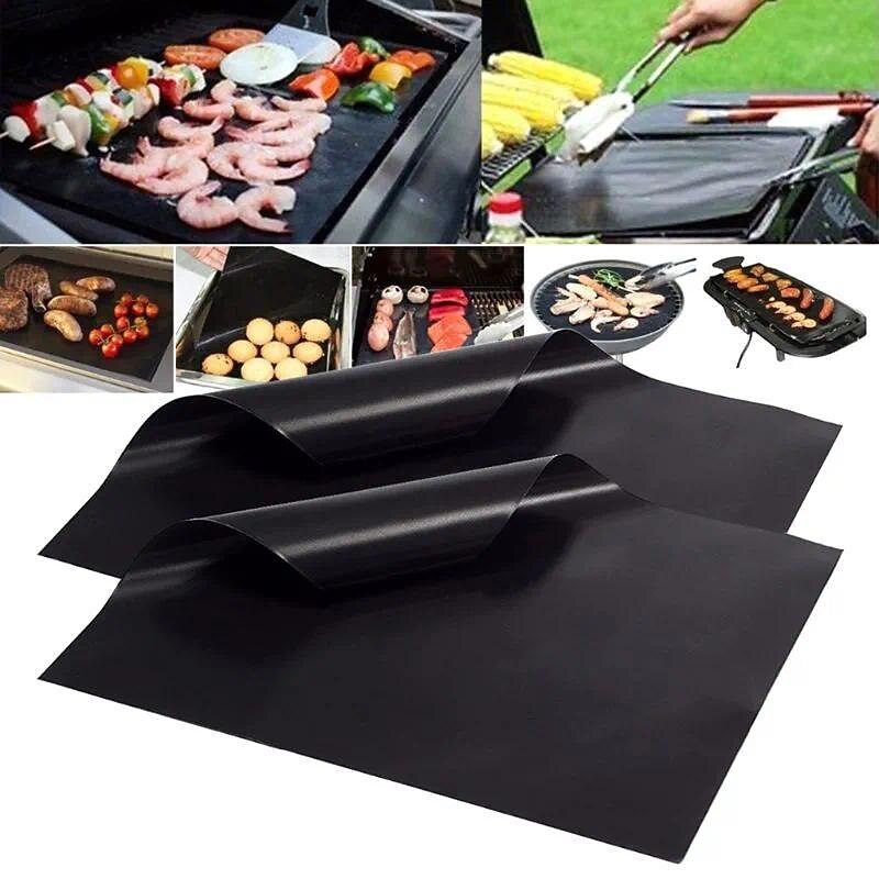 3pcs Reusable Non-stick BBQ Grill Mat 0.08mm Thick PTFE Barbecue Baking Liners Cook Pad Microwave Oven Tool DropShip2