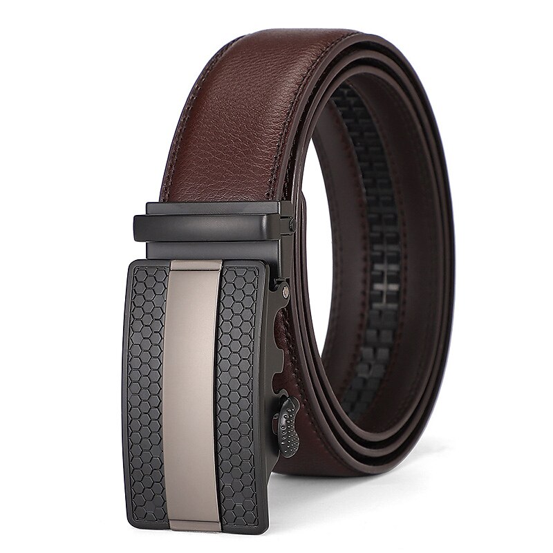 Men's Dress Belt Leather Belt Ratchet Belt Black Brown Cowhide Alloy Fashion Plain Daily Wear Going out Weekend4