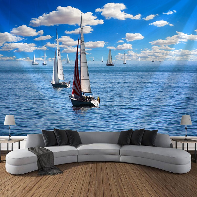 Beautiful Sea Hanging Tapestry Ocean Beach Wall Art Large Tapestry Mural Decor Photograph Backdrop Blanket Curtain Home Bedroom Living Room Decoration3