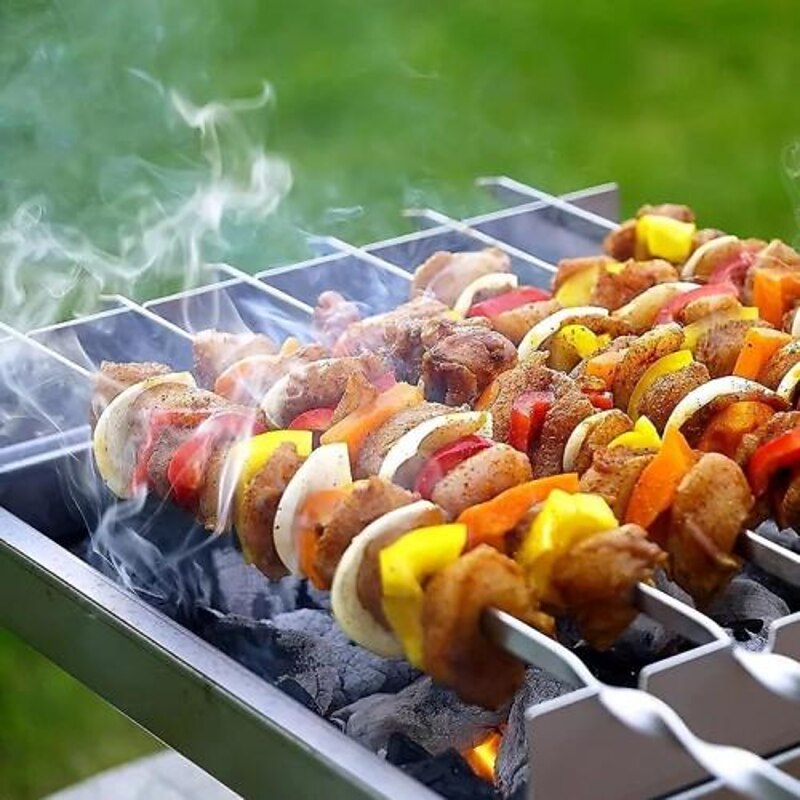 50pcs Stainless Steel Barbecue Skewer Reusable BBQ Skewers Kebab Iron Stick For Outdoor Camping Picnic Tools Cooking Tools BBQ Grill Accessories Gadgets3