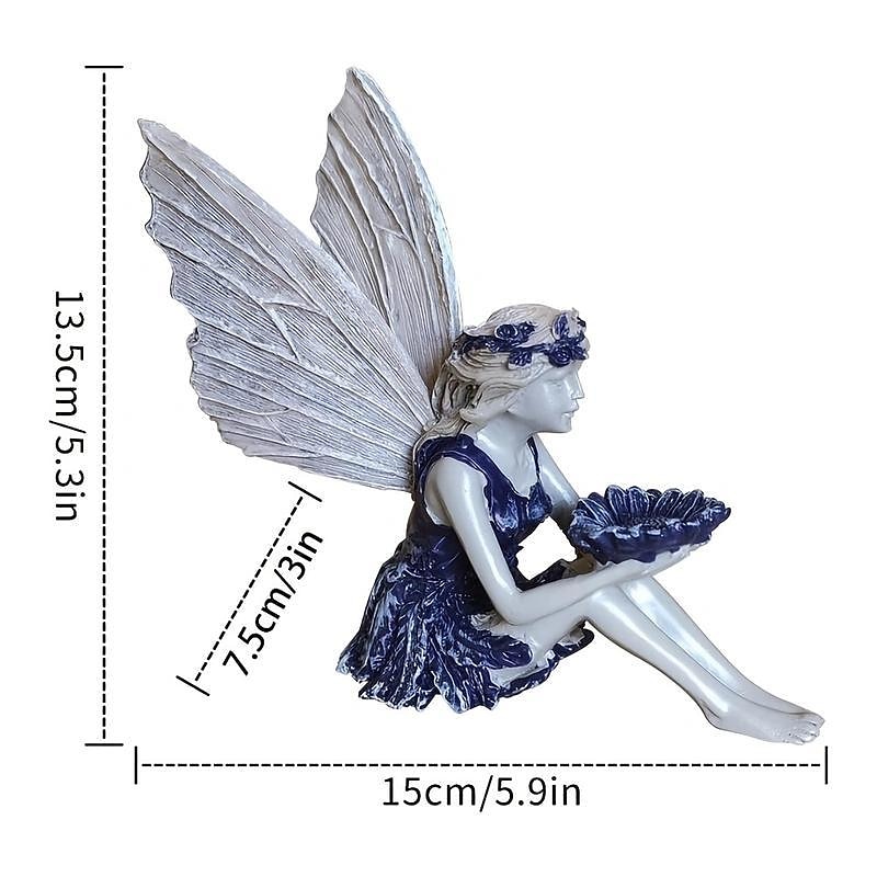 Fairy Statue,Fairy Angel Crafts, Resin Garden Sculpture Butterfly Wings Flower Elf Outdoor Decoration, For Home Decor Patio Lawn3
