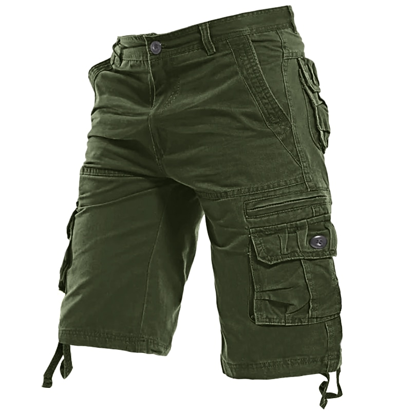 Men's Cargo Shorts Shorts Hiking Shorts Pocket Plain Comfort Breathable Knee Length Work Casual Daily Fashion Streetwear ArmyGreen turmeric