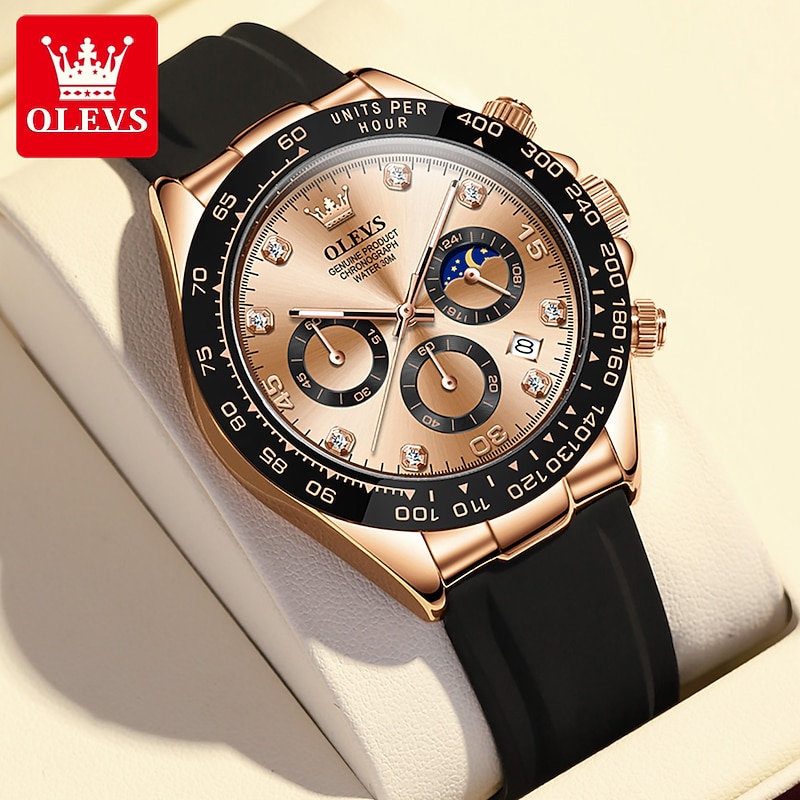 OLEVS 2875 Luxury Men's Watches Top Brand Quartz Watch Silicone Sport Date Chronograph Waterproof Multifunction Watch2
