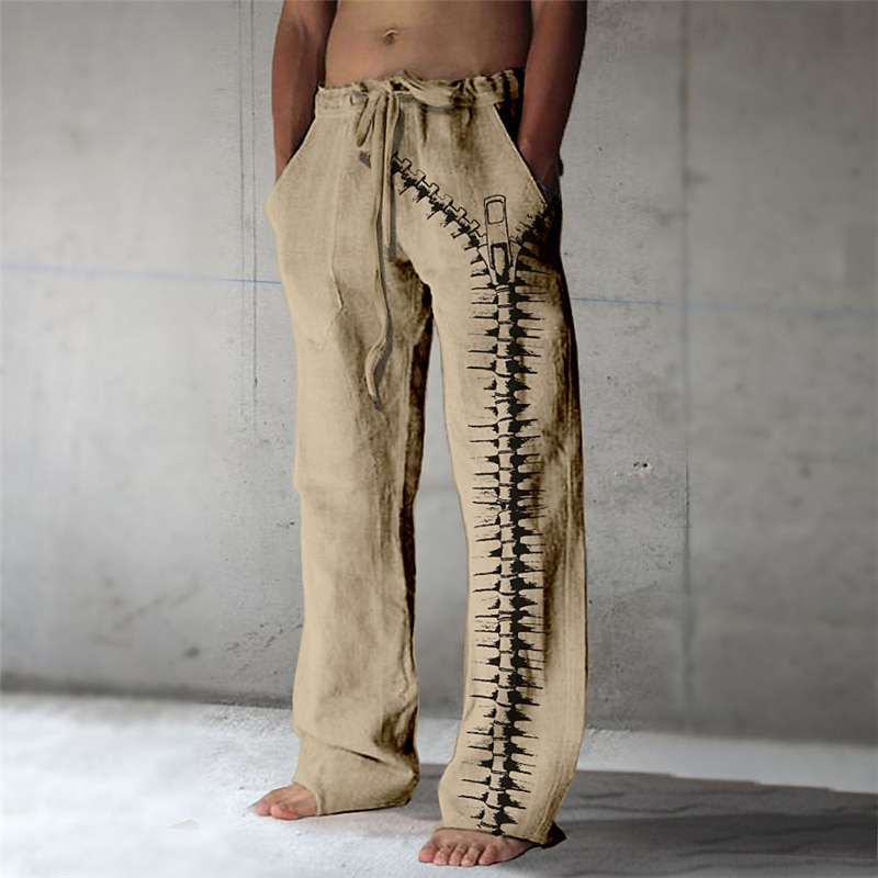 Men's Trousers Summer Pants Beach Pants Drawstring Elastic Waist 3D Print Graphic Prints Comfort Casual Daily Holiday Streetwear Hawaiian White Green3