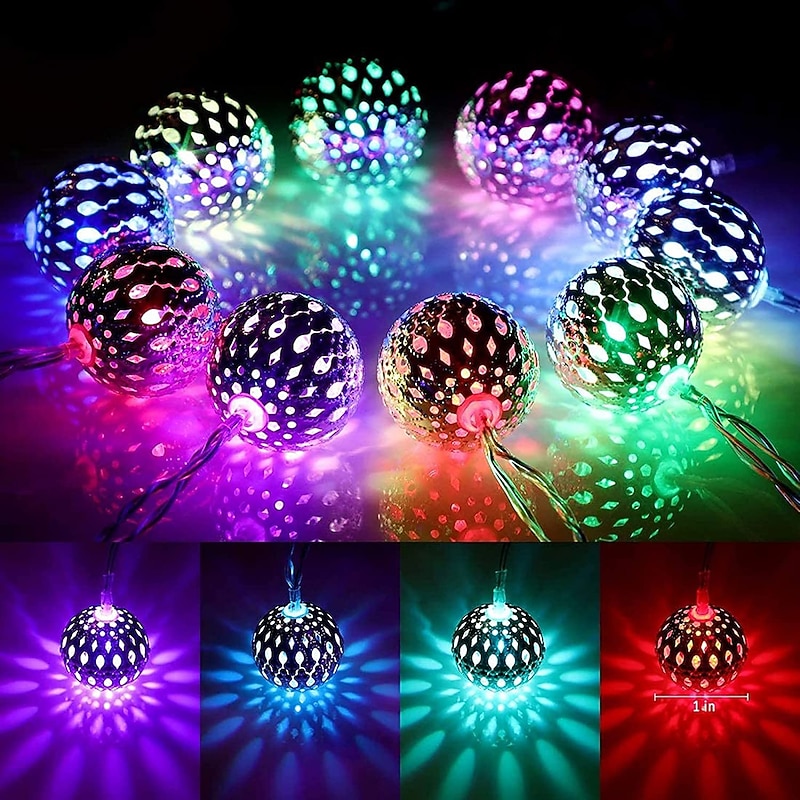 Elegant Wedding Reception Party Solar Moroccan String Lights LED Globe Fairy Lights Outdoor Waterproof  8 Lighting Modes IP65 Waterproof Ball Light Christmas Wedding Party Garden Holiday Decoration2