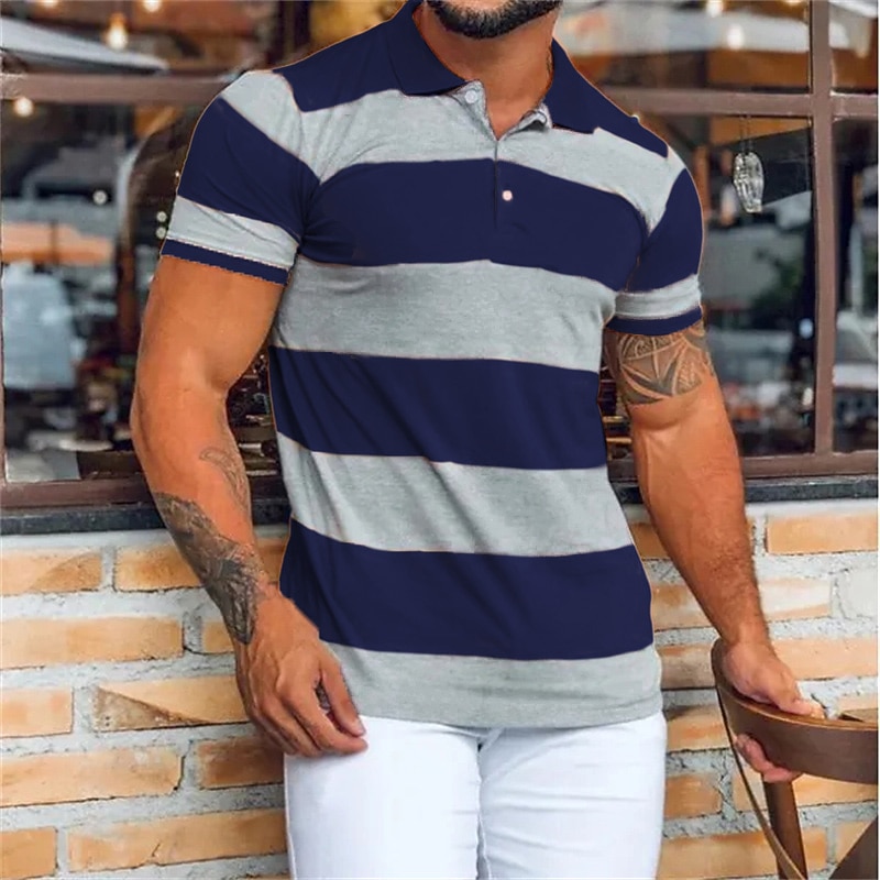 Men's Sport Polo Polo Shirt Casual Holiday Lapel Short Sleeve Fashion Basic Color Block Button Summer Regular Fit Navy Black Pink Orange Green Sport Polo3