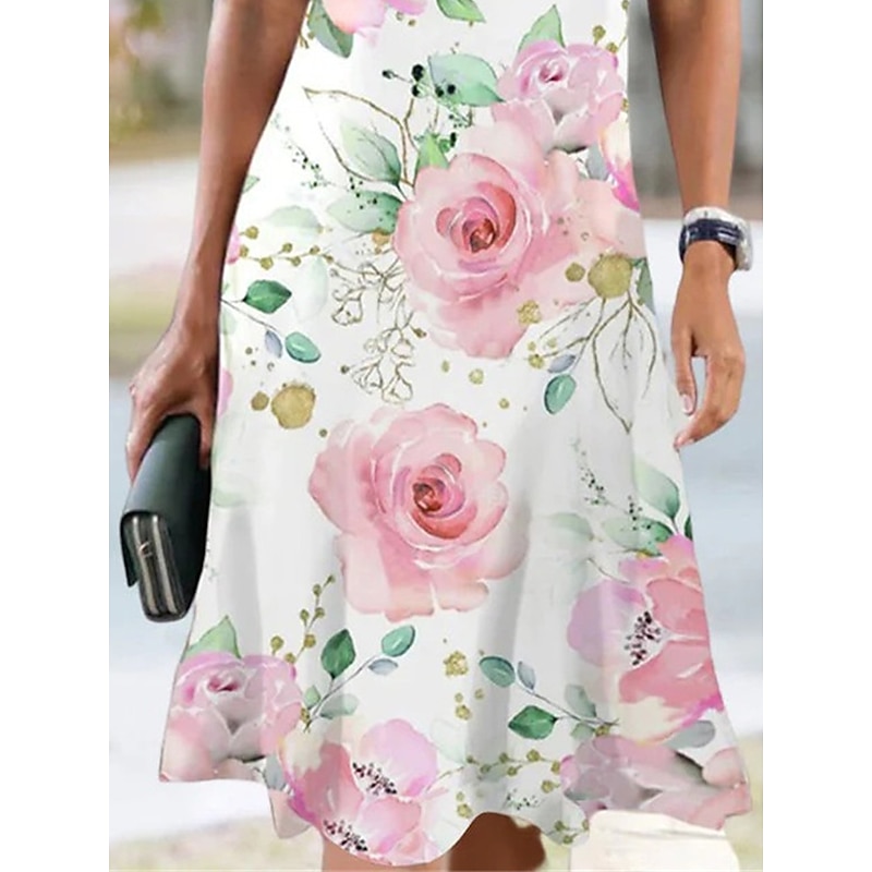 Women's Floral Contrast Lace Lace Scalloped Neck Lace Sleeve Midi Dress Daily Vacation Short Sleeve Summer Spring3