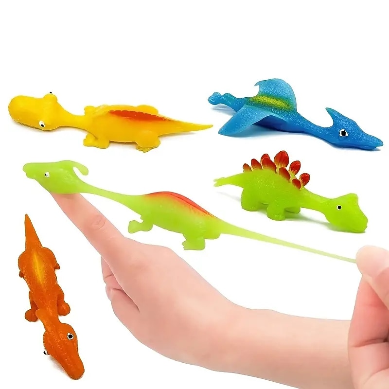 10PCS Catapult Launching Dinosaur Toys - Fun Tricky Slingshot for Kids' Party Gifts & Stress Relief!