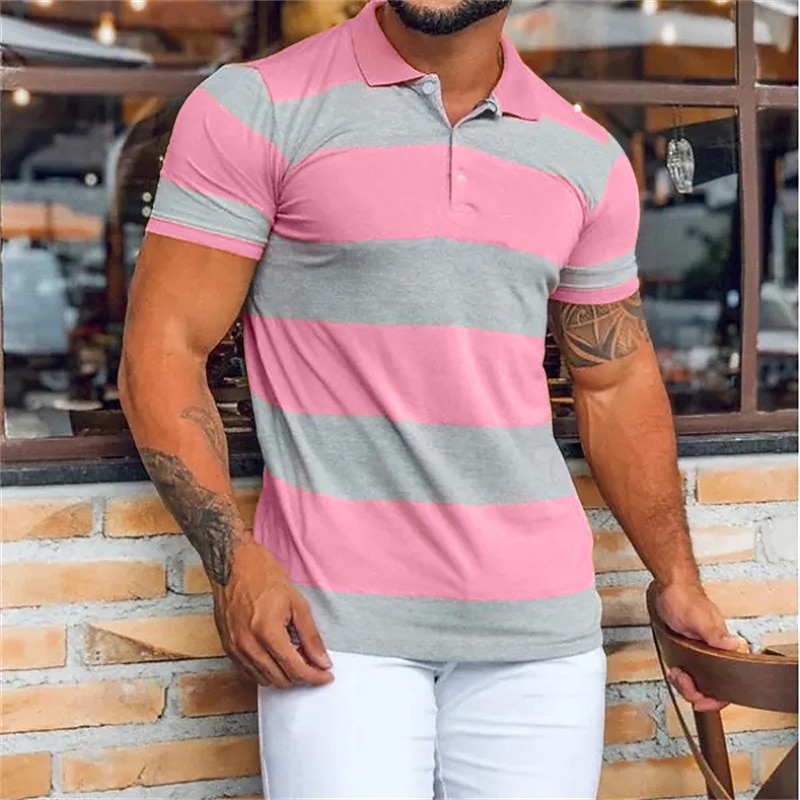 Men's Sport Polo Polo Shirt Casual Holiday Lapel Short Sleeve Fashion Basic Color Block Button Summer Regular Fit Navy Black Pink Orange Green Sport Polo2