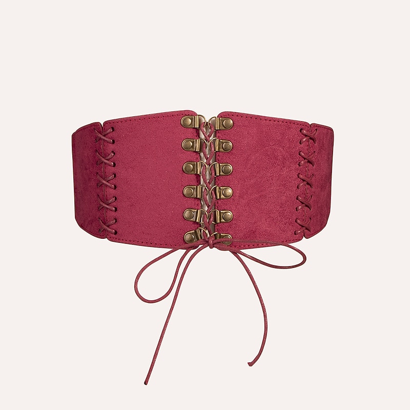 Women's Corset Belt PU Leather Steel Buckle Bow Decor Rivet Decor Vintage Retro Work Daily Black White Wine Brown3