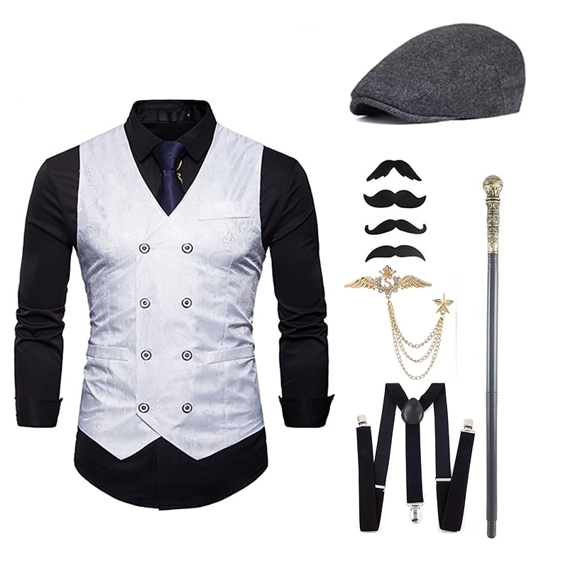 Retro Vintage 1920s Hat Outfits Party Costume Cosplay The Great Gatsby Gentleman Fancy Dress Men's Carnival Masquerade Party Evening Wear Masquerade Casual Daily Adults' Hat waistcoat All Seasons2