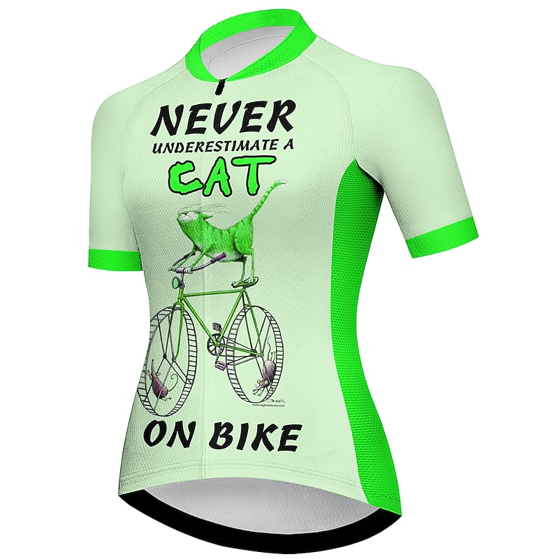 Women's Cycling Jersey Cat Funny Short Sleeve Bike Jersey Top with 3 Rear Pockets Mountain Bike MTB Road Bike Cycling Quick Dry Reflective Strips Back Pocket Moisture Wicking Sports Yellow Red Blue3
