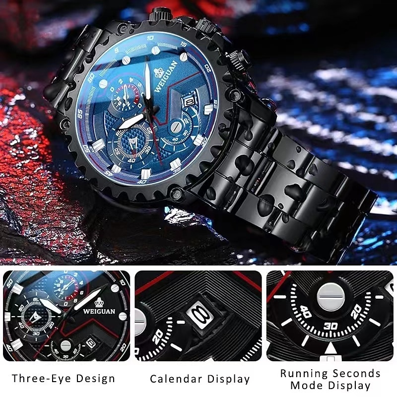 WEIGUAN Quartz Watch for Men Men's Wrist Watch Chronograph Analog Quartz Stylish Dial Case Casual Calendar Noctilucent Alloy Stainless Steel Creative Elegant Gift Watch for Men2