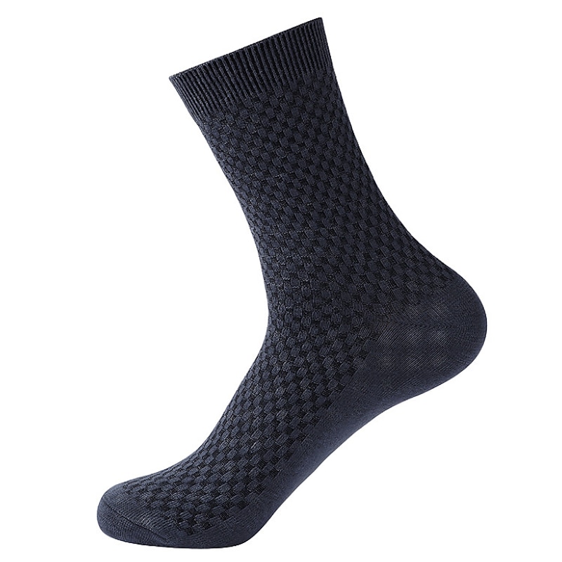 Men's 3 Pairs Crew Socks Black Light Grey Color Plain Casual Daily Basic Medium Summer Spring Fall Breathable4
