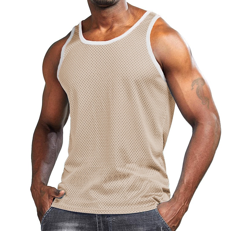 Men's Gym Tank Top Basketball Jersey Classic Mesh Sleeveless Singlet Athletic Athleisure Solid Colored Quick Dry Soft Moisture Wicking Breathable Gym Workout Basketball Bodybuilding Sportswear3