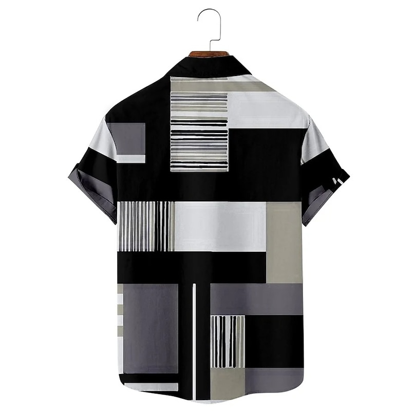 Men's Plaid / Check Geometric Pattern Vintage Shirt Button Up Shirt Short Sleeve Fashion Designer Casual Vacation Daily Going out Spring & Summer Turndown Print Blue-Green Yellow Blue Purple Green 12