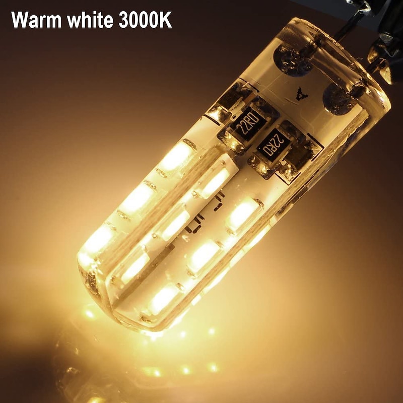 10pcs G4 Bi-pin LED Light Bulb 3W 24LED SMD 2835 Equivalent Halogen Bulb 30W Warm white 3000K Daylight White 6000K 360° Beam Angle Flicker Free DC12V AC220V AC110V3