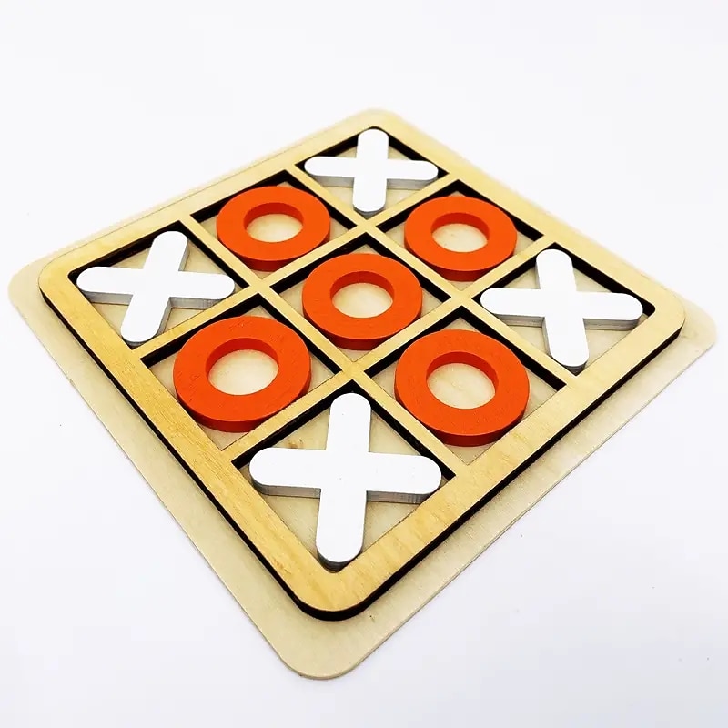 2 pcs Solid Wooden Tic Tac Toe Board Game - Perfect for Family Fun and Backyard Entertainment!3