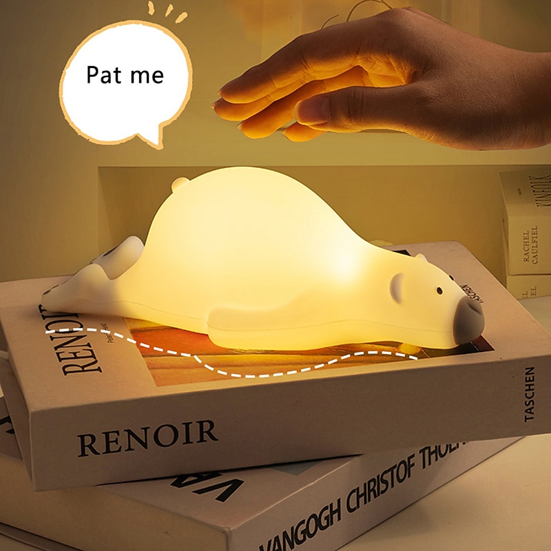 Lazy Bear LED Night Light Silicone Dimmable USB Rechargeable Lamps For Kid Baby Gift Cartoon Cute Animal Night Lamp Touch2