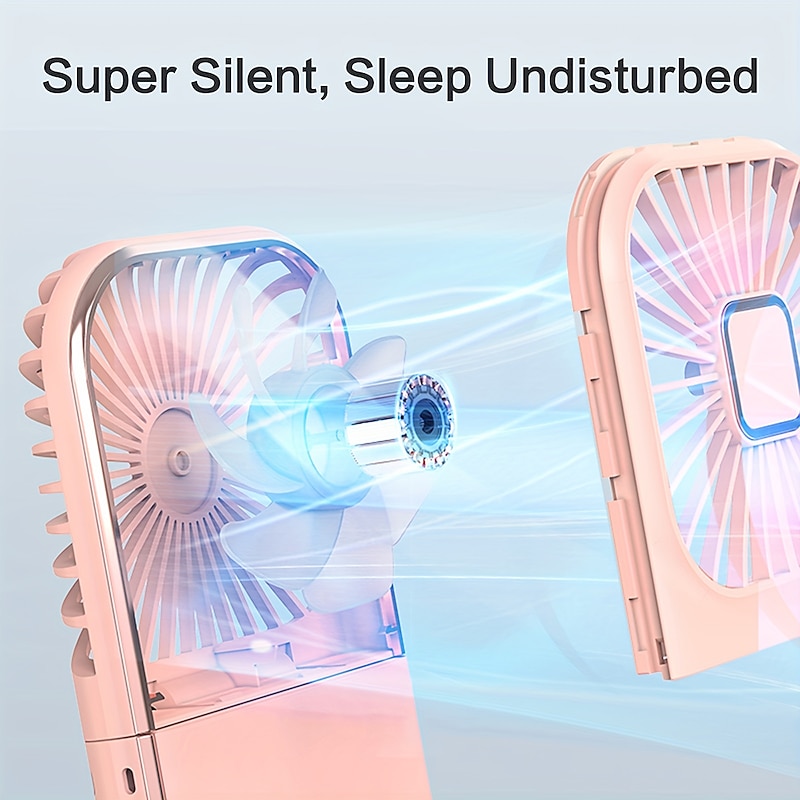 5-in-1 Mini Portable Fan – Foldable Wearable USB Fan with 3000mAh Battery, 4 Speeds for Neck, Handheld, or Desk Use4