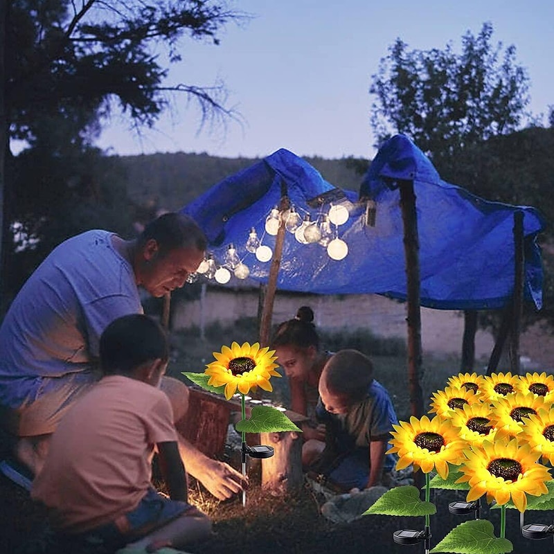 Solar Powered Sunflower Lights, Solar Garden Lights, Outdoor Decorative LED Garden Flower Stakes for Pathway & Lawn Decor4