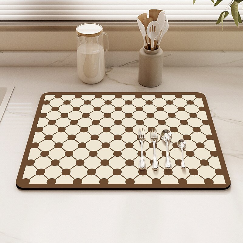 1PC Tableware Drain Pad Household Kitchen Countertop Water Absorbing Easy To Dry Cup Pad Washable Insulated And Dry Meal Pad3