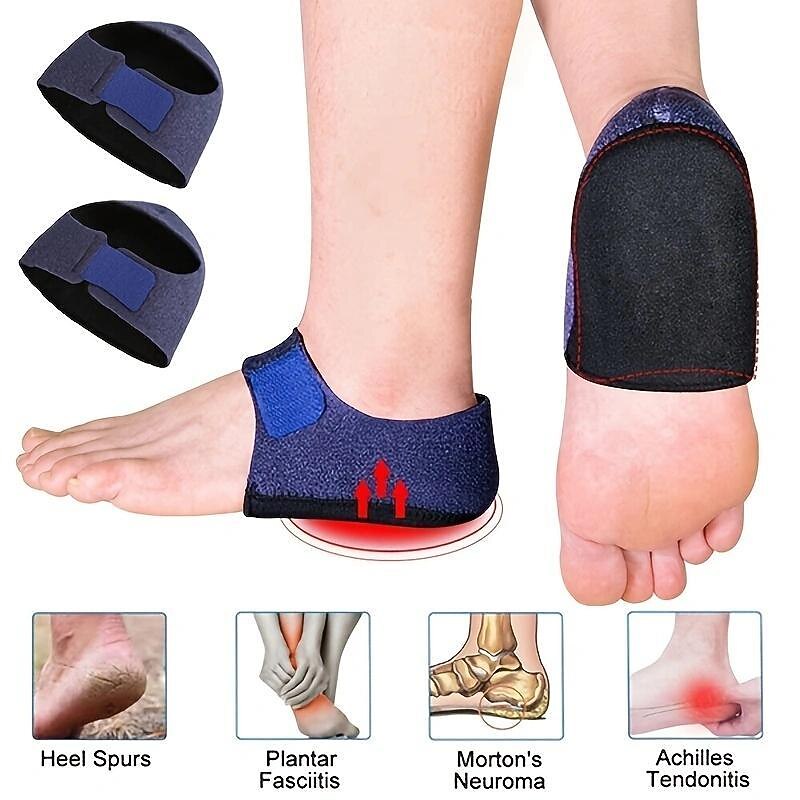 1pair Heel Brace With Hook And Loop Fastener, Breathable Heel Cushions, Heel Cups With Gel Pads For Women Men