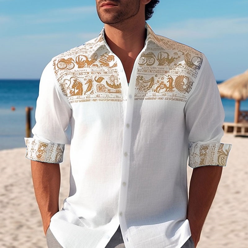 Men's Floral Graphic Prints Shirt Long Sleeve Shirt Turndown Outdoor Street Yellow Red Blue Green Light Blue Print Clothing Apparel Fashion Streetwear Designer Casual2