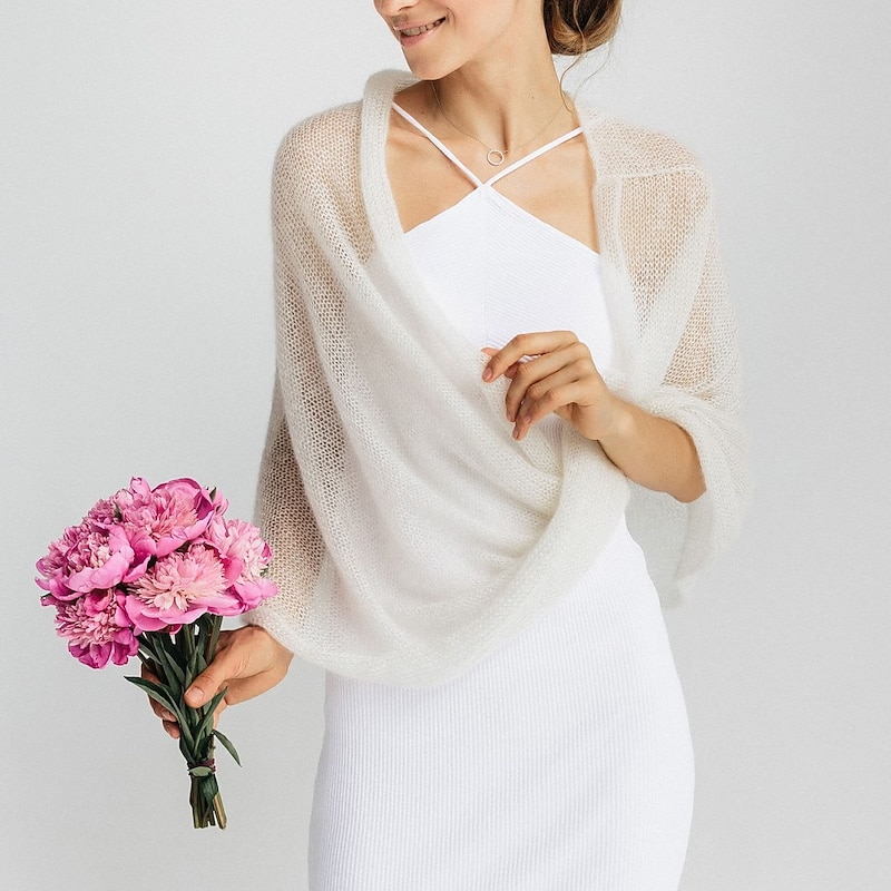 Shawls Women's Wrap Pure Elegant Sleeveless Knitwear Wedding Wraps With Pure Color For Party Spring & Summer dress to impress