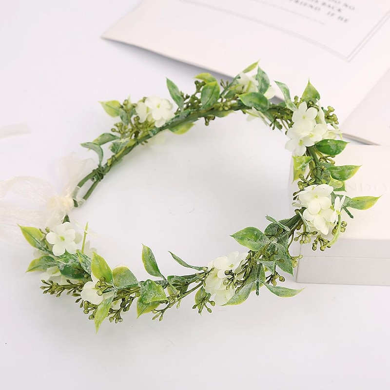 Bridal Green Leaf Crown Bohemian Headpiece Floral Headband Photo Prop headdress headflower3