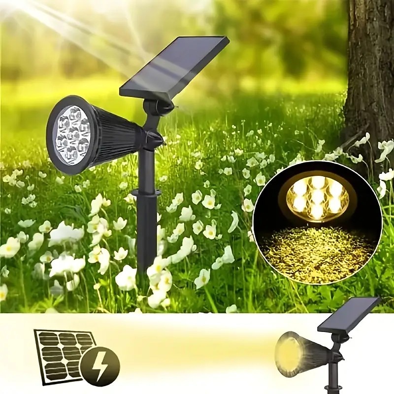 Solar Spot Lights Outdoor 2-in-1 Solar Landscape Spotlights Security Lights IP65 Waterproof Wall Lights for Walkway Yard Garden Driveway Pathway Garden 4/7 LED Beads4